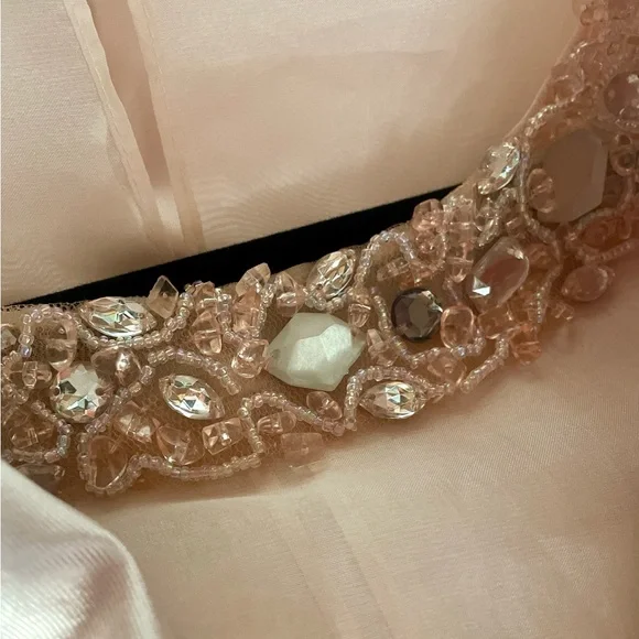 Teri Jon by Rickie Freeman Blush Pink Cocktail Formal Satin 2-Piece Suit 12 - Picture 9 of 13